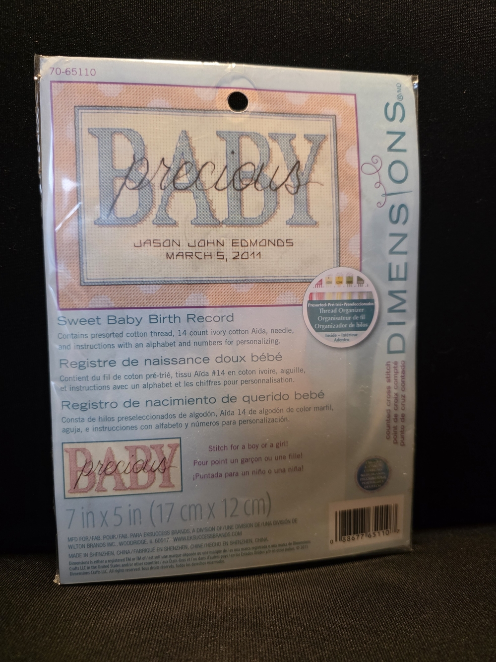 Dimensions Sweet Baby Birth Record Kit Beige & Pink